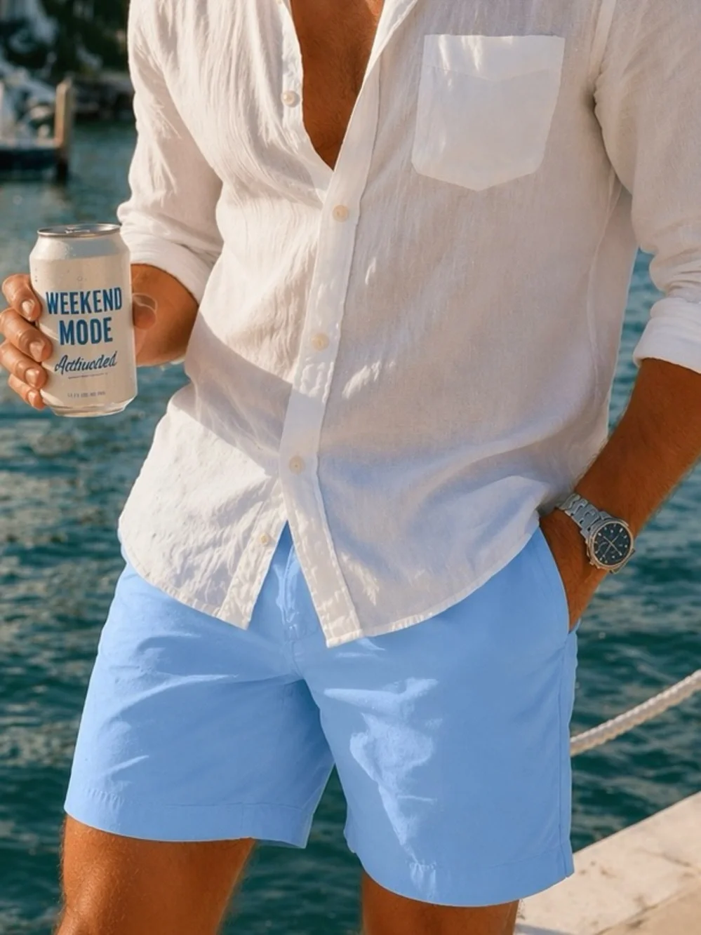 Saddlebred Light Blue Chino Shorts‎ Mens Casual Preppy Coastal Summer